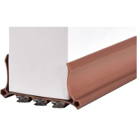 Boudin de porte isolant en laine épaisse, bande d'étanchéité pour bas de porte, protection thermique et phonique, joint anti-froid pour moquette, couleur marron, butée de porte réutilisable (1/4)