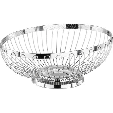 Corbeille ovale en acier inoxydable poli miroir pour le pain ou les fruits, 28 x 21 x 9.5 cm (1/5)