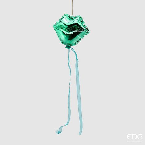 EDG Enzo De Gasperi Decorazione di Natale Palloncino Labbra Vetro L 13 Cm Green