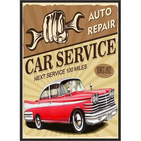 Póster con marco de 53 x 73 cm. Coche de garaje P1860 (1/4)