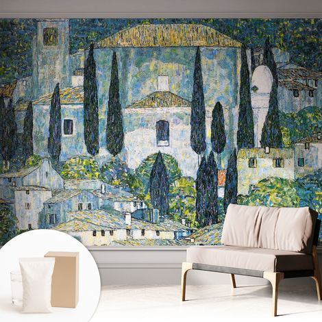 Tapete Vliestapete mit Kleber - Wanddekoration Wohnzimmer - Tapete Schlafzimmer Zypressenhäuser 312x219 cm (1/5)