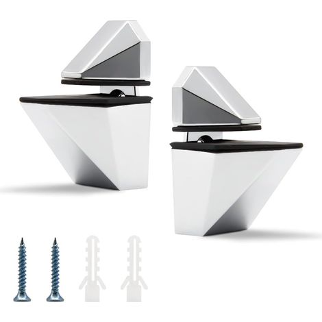 Set mit 2 Glasklemmen, verstellbare Glasregalhalterung, Glasklemmen für Badezimmerspiegel, für Regalböden mit einer Dicke von 3 bis 20 mm (silber)