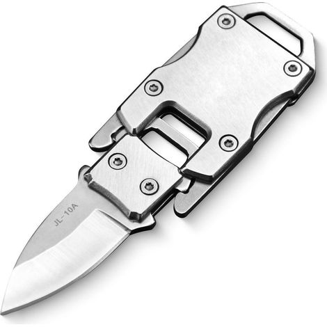 Mini Klappmesser mit Schlüsselanhänger, EDC Taschenmesser, Paketöffner, Silber
