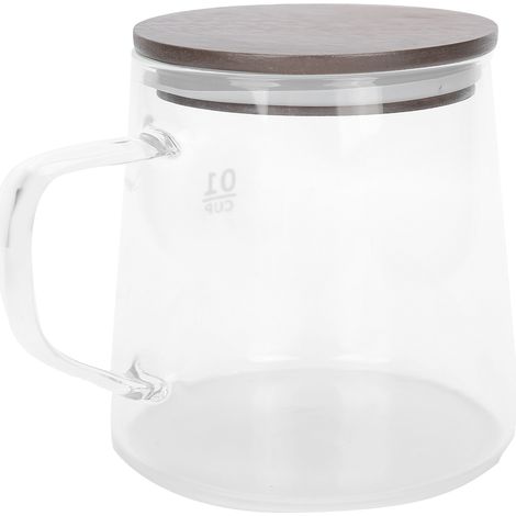 300 ml hitzebeständige Glaskanne mit Deckel, isoliertem Griff, Wasserkocher für Kaffee, Milch und Saft (1/5)