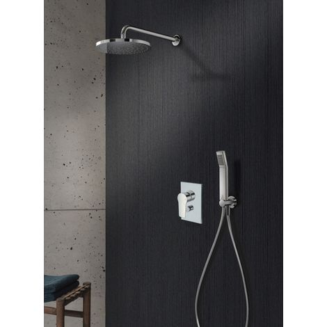 Cristina Ondyna – Pack douche encastrée mitigeur chromé – Pommeau ABS 25 cm – Bras de douche 38 cm – Flexible PVC 150 cm – Douchette monojet anticalcaire (1/5)