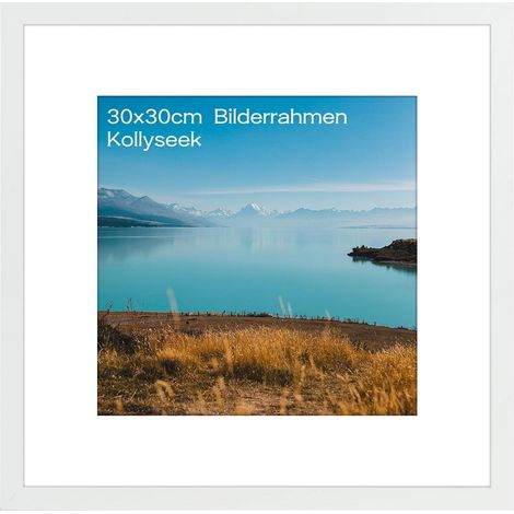 Kollyseek Bilderrahmen 30x30 cm MDF Acrylglas weiß Aufhängen Aufstellen (1/5)
