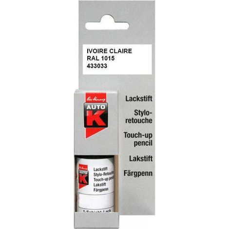 Stylo retouche - AUTO K - RAL 1015 Ivoire clair - 9 ml - Peinture carrosserie RAL - Couleur gris (1/4)