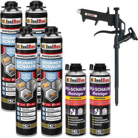 Brunnenschaum 4 x 750ml Bauschaum 2 x Reiniger Montageschaum Schaum Pistole (1/5)
