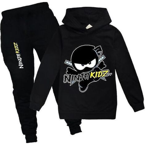 Ensemble de survêtement enfant Ninja Kidz, sweat à capuche et pantalon de sport, tenue activewear noir, taille 5-6 ans (1/2)