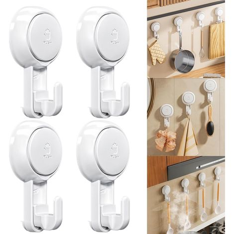 Ganci sottili con ventose multiple, robusto portasciugamani, impermeabile e riutilizzabile, perfetto per il bagno e la cucina - set da 4 (1/4)