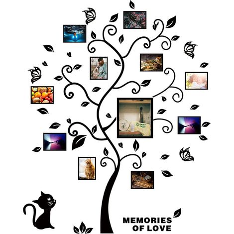 Branches noires + feuilles noires - Sticker mural 3D taille moyenne (M)