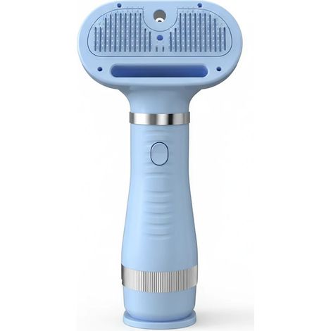 Sèche-poils et brosse 2 en 1 pour animaux, outil de toilettage à 3 vitesses avec spray pour chiens et chats, séchage rapide, bleu ciel (1/3)