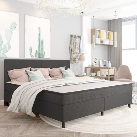 Boxspringbett Dunkelgrau Stoff 200x200 cm (1/5)