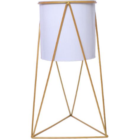 Support d'angle minimaliste et moderne de style nordique avec pied en épingle à cheveux et pot assorti, en fer forgé triangulaire, idéal pour le salon, la chambre, le balcon, la terrasse ou le jardin (1/5)