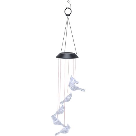 Diamantförmige LED-Solarlaterne, wasserdichte Außenleuchte, Gartendekoration, farbwechselnder Vogel, schwarzes Gehäuse, mit eingebautem Akku (1/5)