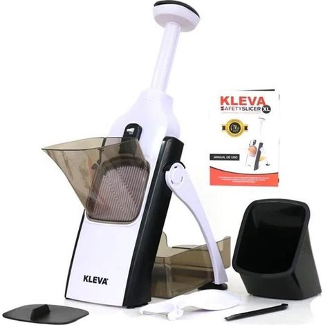 (Blanc et Noir)Safety Slicer XL – Mandoline Coupe Légumes Multifonctions – Coupez tous vos aliments en tranches, juliennes, bâtonnets ou dés (1/4)
