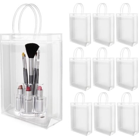 Transparente Geschenktüten, 10 Stück, 23 x 17 x 6 cm, Verpackungs- und Transportbeutel für Geschenke (1/5)
