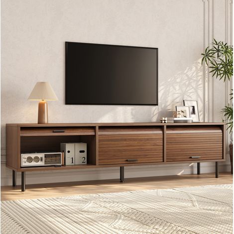 TV-Möbel 180 x 40 x 55 cm mit 3 Schiebetüren, Nussbaumoptik HAVRYA (1/5)