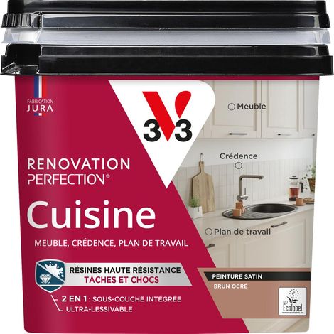 Peinture cuisine Rénovation perfection® V33 Brun ocré satin 0,75L