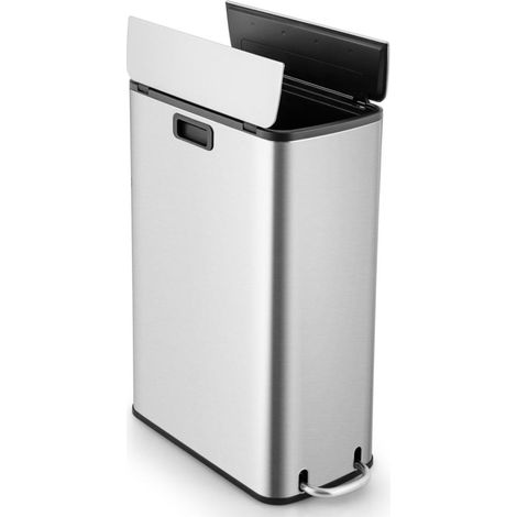 Structure Inox Étroite Anti-Odeur et Silencieuse Poubelle à Pédale 12 Gal pour Cuisine Salon Bureau (1/5)