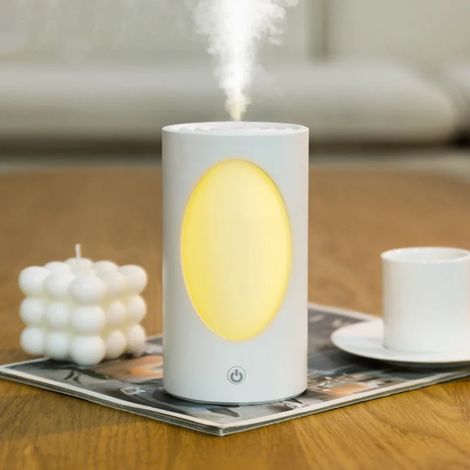 Humidificateur d'air blanc de 600 ml, rechargeable sans fil avec lumière LED colorée (1/5)
