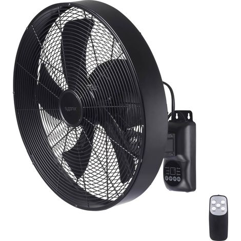 [GEBRAUCHT] B-Ware Sygonix Wandventilator Lüfter Schwarz 45cm Fernbedienung Timer Oszillierend 50 W