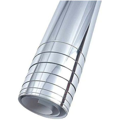Rouleau de miroir flexible autocollant 50 cm x 200 cm – Papier argent – Pour surfaces lisses – Décoration murale personnalisable (1/4)