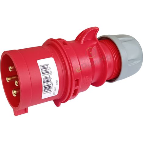 Spina industriale volante 400V CEE 6H 3P + T 32A IP44 per esterno impermeabile rosso (1/4)