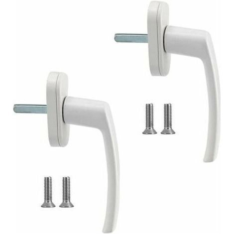 Poignées de fenêtre Poignée de fenêtre en alliage d'aluminium 2 pièces Poignée en aluminium massif Poignée de porte en aluminium blanc Compatible avec les fenêtres communes et les portes de balcon (1/4)