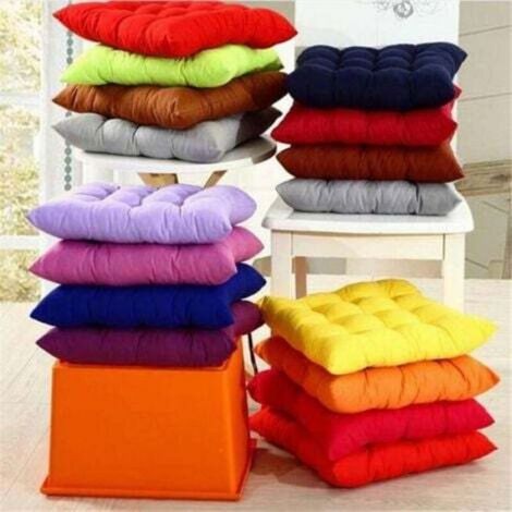 Lot de 6 Coussins de chaise, Capitonnés 9/16 points, Avec nouettes, Pour salle à manger et bureau (1/5)