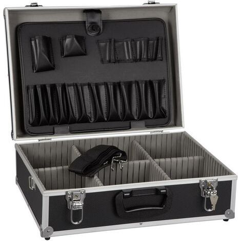 ALUTEC Werkzeugkoffer schwarz Aluminium-Rahmenkoffer, Innenmaße 440x320x140 mm (1/4)
