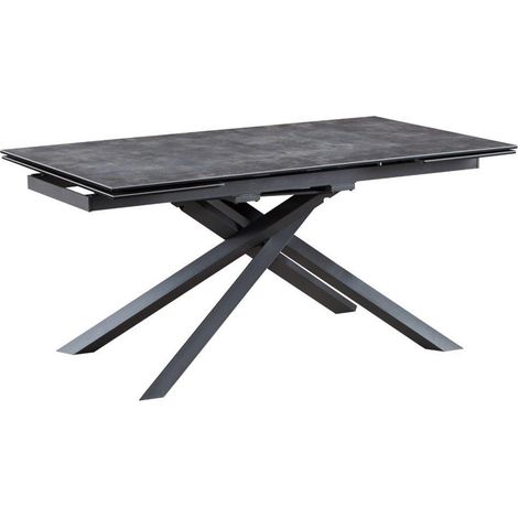 PILOM - Table de Repas Allongeable Céramique Gris Anthracite (1/3)