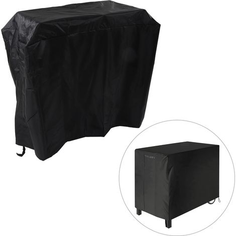 Housse de protection solaire imperméable pour barbecue mobile d'extérieur, en tissu Oxford 420D enduit d'argent, noire. (1/5)