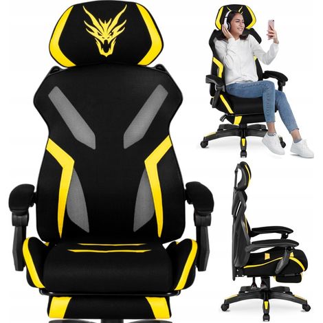 Maximo Gaming-Drehstuhl für Jugendliche mit Fußstütze, Schwarz/Gelb (1/5)