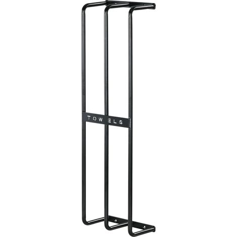 Porte serviettes mural 3 barres en métal noir - peut contenir jusqu'à 6 serviettes, dim. 21l x 12P x 74H cm