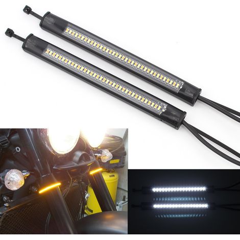 Vente directe de bandes de clignotants bicolores pour la modification de la suspension de la fourche avant des motos, y compris des barres de clignotants bicolores à LED à 36 anneaux. (1/5)