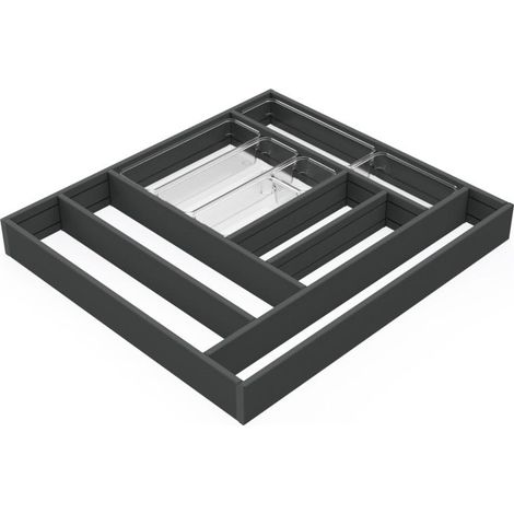 Emuca Alumount Schubladenorganisator Aluminium Anthrazit 600x500