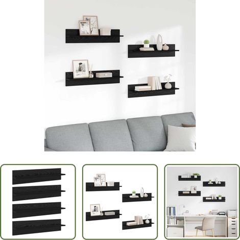 Wandregale - Wandregale 4 pcs Schwarz Eichen-Optik 80 x 11,5 x 18 cm (1/5)