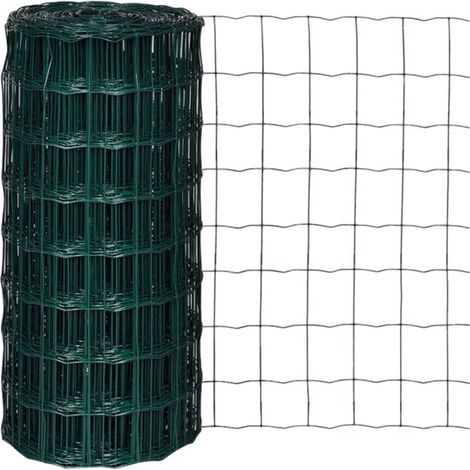 Clôture de jardin en acier revêtu de PVC, 10 x 0,8 m, mailles 100 x 100 mm, treillis pour jardin et animaux, vert (1/4)