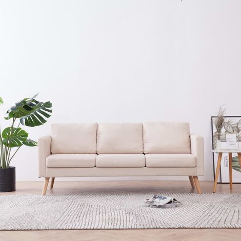 Canapé à 3 places,Banquette Sofa pour Salon Tissu Crème FGYH89155 (1/5)