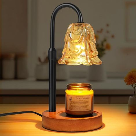 Lampe Chauffe-Bougie, Lampe Parfumée avec Minuterie et Variateur, Réglable en Hauteur, avec 2 Ampoules, 4 Niveaux de Luminosité (1/5)