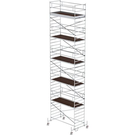 Günzburger Steigtechnik Echafaudage roulant 1,35 x 3 m avec embase roulante et plate-forme double Hauteur de plate-forme 10,45 m - 175036