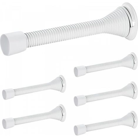 Butées de porte, lot de 6, Blanc, à ressort, avec butée en caoutchouc, pour le bas de la porte (1/5)