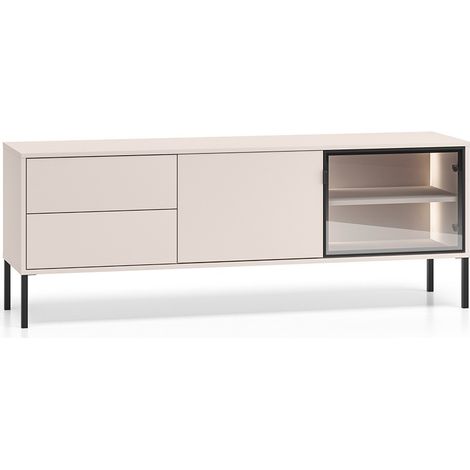 Mobile TV 2 ante 2 cassetti Paige cashmere e nero 160cm