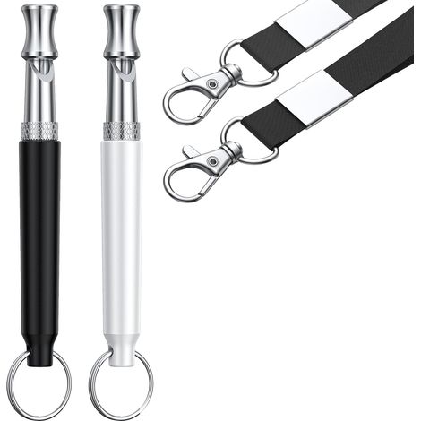Lot de 2 sifflets de dressage pour chiens avec cordon, sifflet de rappel ultrasonique silencieux et réglable, sifflet professionnel pour empêcher les chiens du voisinage d'aboyer, pour tous les chiens (1/5)