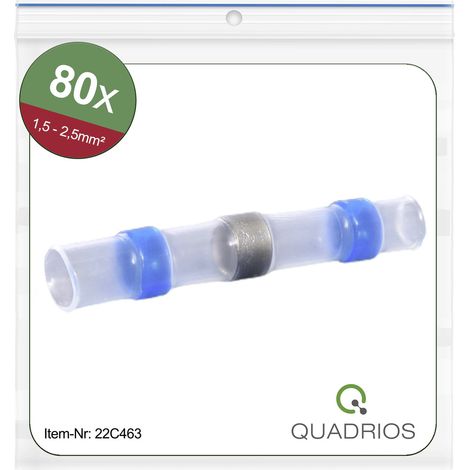 Quadrios 22C463 Stoßverbinder mit Schrumpfschlauch 1.5 mm² 2.5 mm² Vollisoliert Blau 1 Set (1/5)