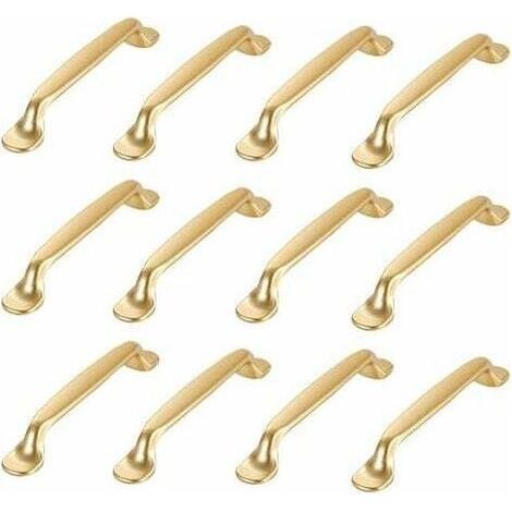 Set mit 12 vergoldeten Möbelgriffen – Aluminiumlegierung – 96 mm Lochabstand – Abmessungen 131 x 19 x 23,8 mm – Schrauben inklusive (1/5)