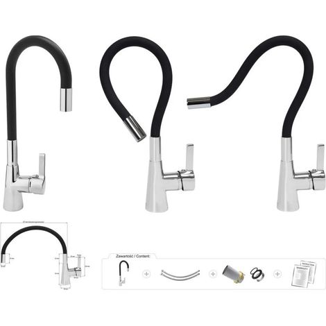 Grifo monomando para lavabo, grifo monomando para cocina, caño flexible, disponible en varios colores, color: negro.