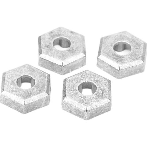 4 pièces adaptateur hexagonale en alliage de zinc argenté pour roues RC 1/16, coupler hex hub compatible SCY 16101 16102 16103 16201 voitures (1/5)