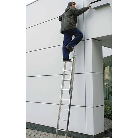 Matisère – Échelle coulissante aluminium 2 plans pour accès toiture – Longueur pliée 3.13m, dépliée 5.12m – Patins antidérapants – 7211